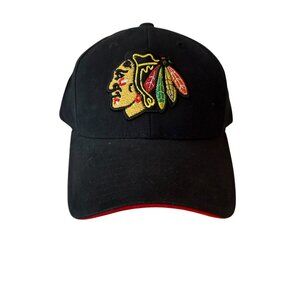 CHICAGO BLACKHAWKS Hat Cap Strapback Black One Size Old Time Hocley